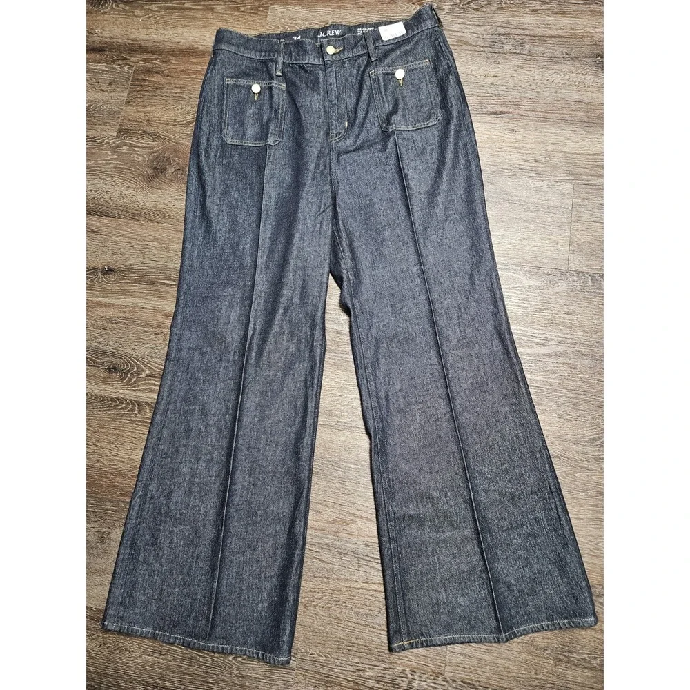 J. Crew Women's High-rise Sailor Denim Trouser in 1996 Semi-stretch Size 34 NWT